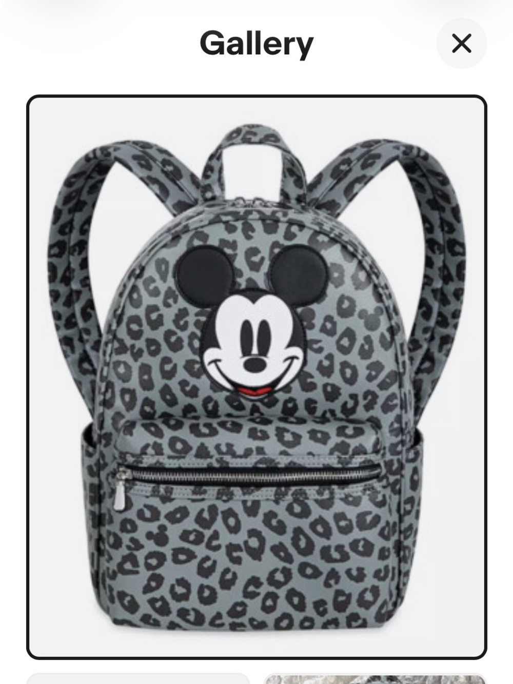 #739 Disney NWT Kids Grey Leopard Print Mickey Mini Backpack